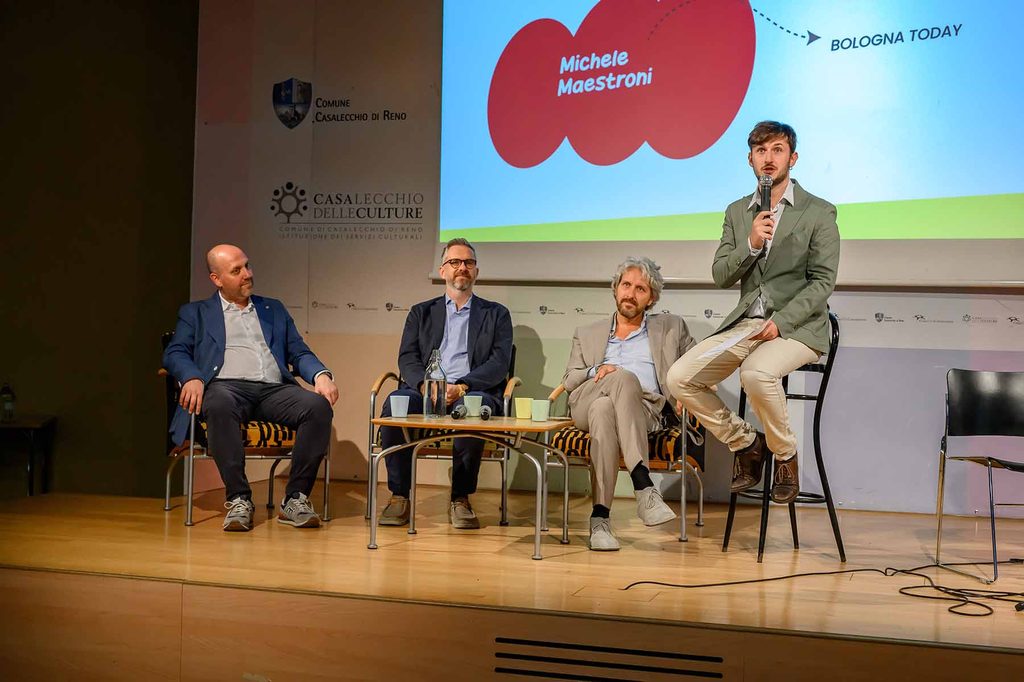 Matteo Ruggeri, Matteo Lepore e Giovanni Paglia con il moderatore Michele Maestroni